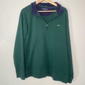 Vineyard Vines Saltwater 1/4 Zip Dark Forest Pullover (X-Large)